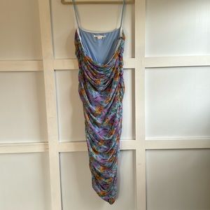 Veronica Beard Quiana floral ruched midi dress